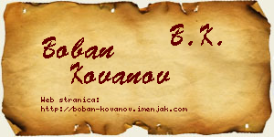 Boban Kovanov vizit kartica